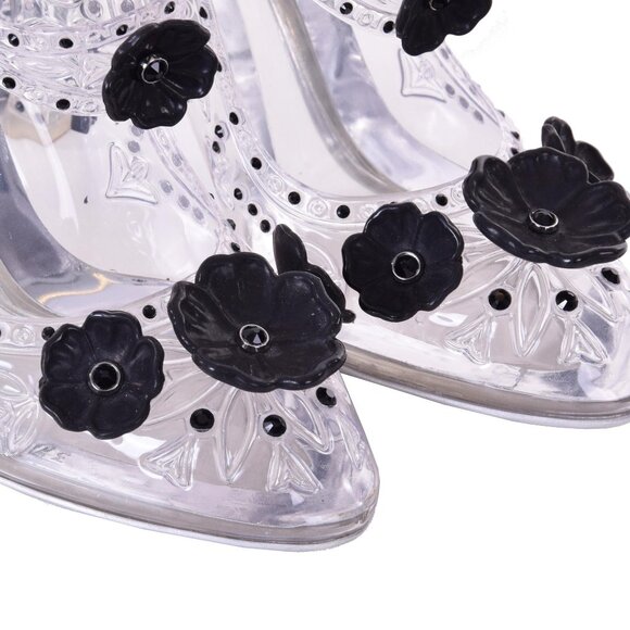 Dolce & Gabbana - Transparent Cinderella PVC Crystal Flower Pumps Black 36 6 - Picture 5 of 5